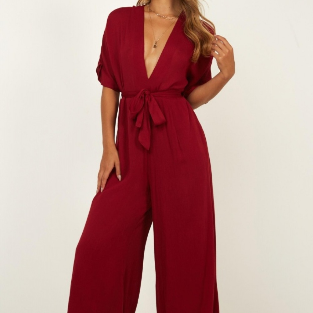 Showpo Jumpsuit In Chilli Linen Look
